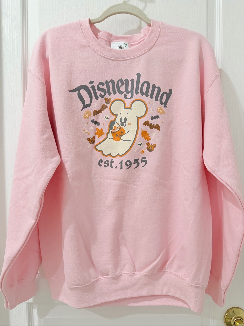 Disney Pink Ghost Mickey Sweatshirt with Orange Accent - Picture 2 of 4